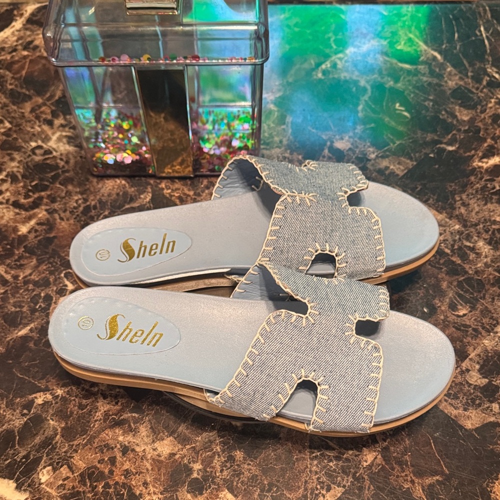 Sheln Casual Denim Slide Sandals - Women’s Size 10